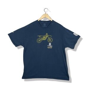 Husqvarna Rockstar Energy Motocross T Shirt Mens XL Navy Blue Motorcycle Grunge